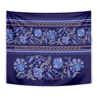 Azerbaijan Tapestry Traditional Pattern Ornament With Flowers Buta Blue - Wonder Print Shop