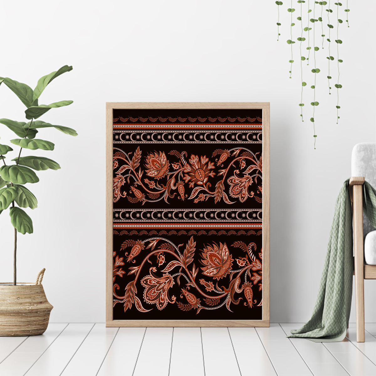 Azerbaijan Canvas Wall Art Traditional Pattern Ornament With Flowers Buta Gold LT9 - Wonder Print Shop