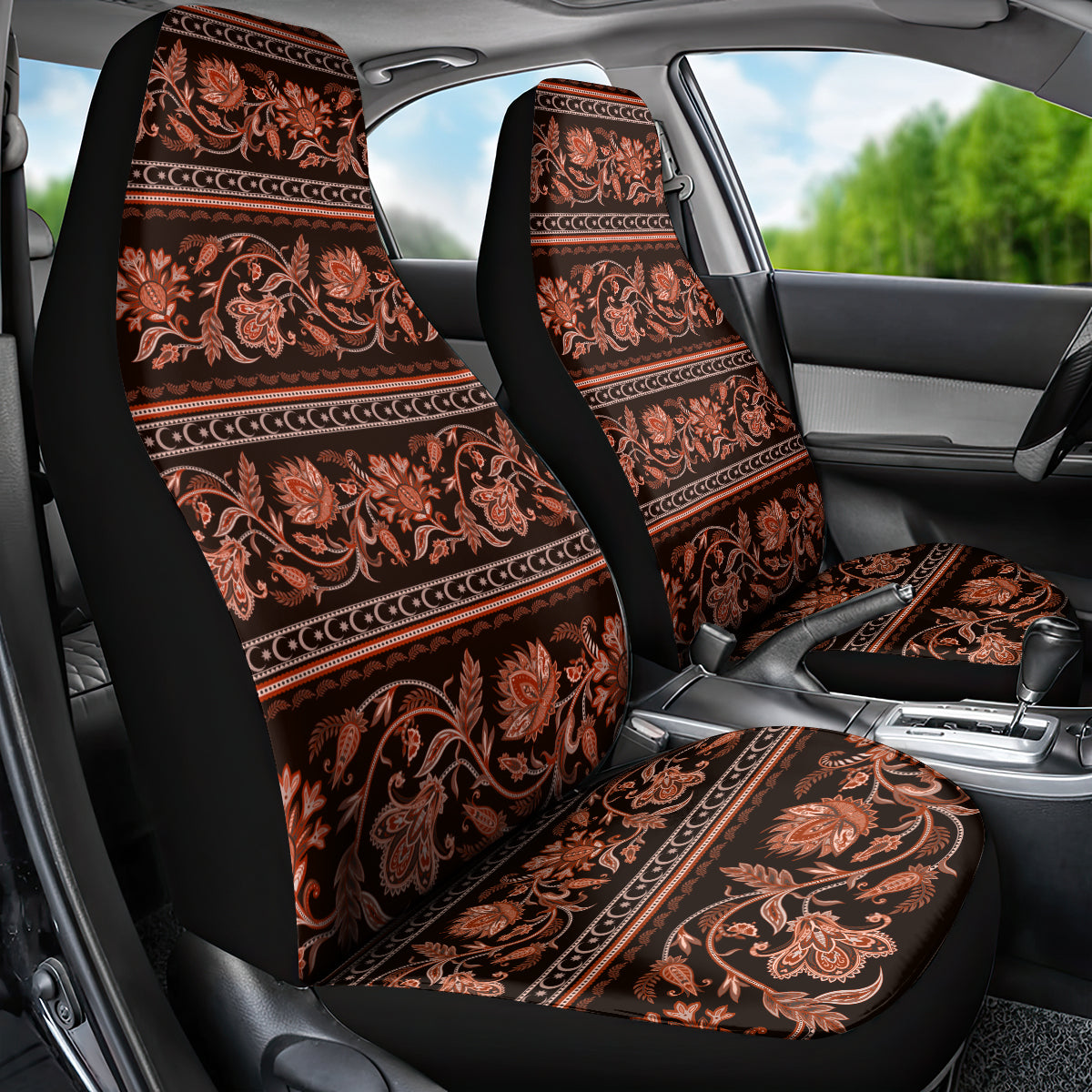 Azerbaijan Car Seat Cover Traditional Pattern Ornament With Flowers Buta Gold LT9 - Wonder Print Shop