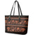 Azerbaijan Leather Tote Bag Traditional Pattern Ornament With Flowers Buta Gold - Wonder Print Shop