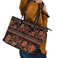 Azerbaijan Leather Tote Bag Traditional Pattern Ornament With Flowers Buta Gold - Wonder Print Shop