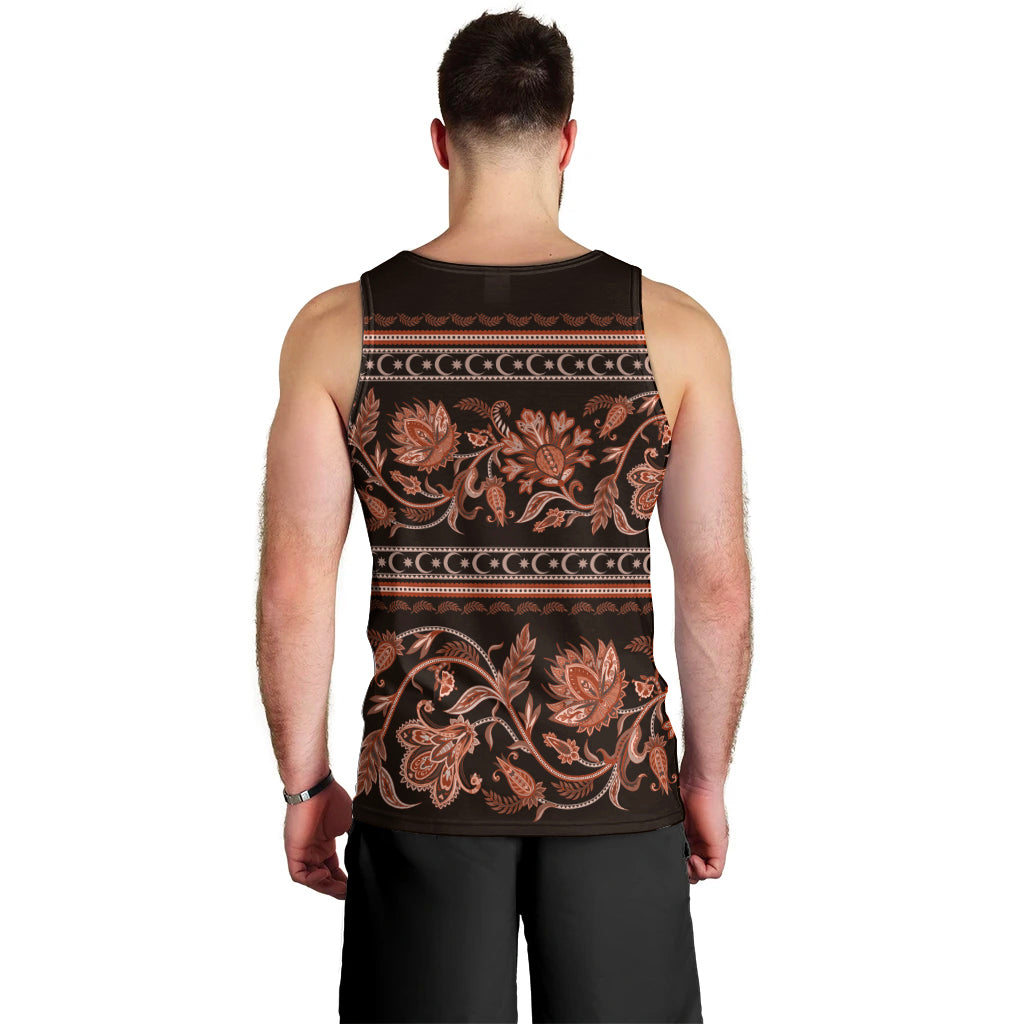 Azerbaijan Men Tank Top Traditional Pattern Ornament With Flowers Buta Gold - Wonder Print Shop
