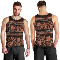 Azerbaijan Men Tank Top Traditional Pattern Ornament With Flowers Buta Gold - Wonder Print Shop