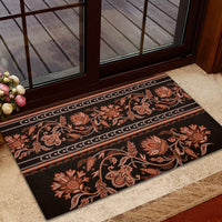 Azerbaijan Rubber Doormat Traditional Pattern Ornament With Flowers Buta Gold - Wonder Print Shop