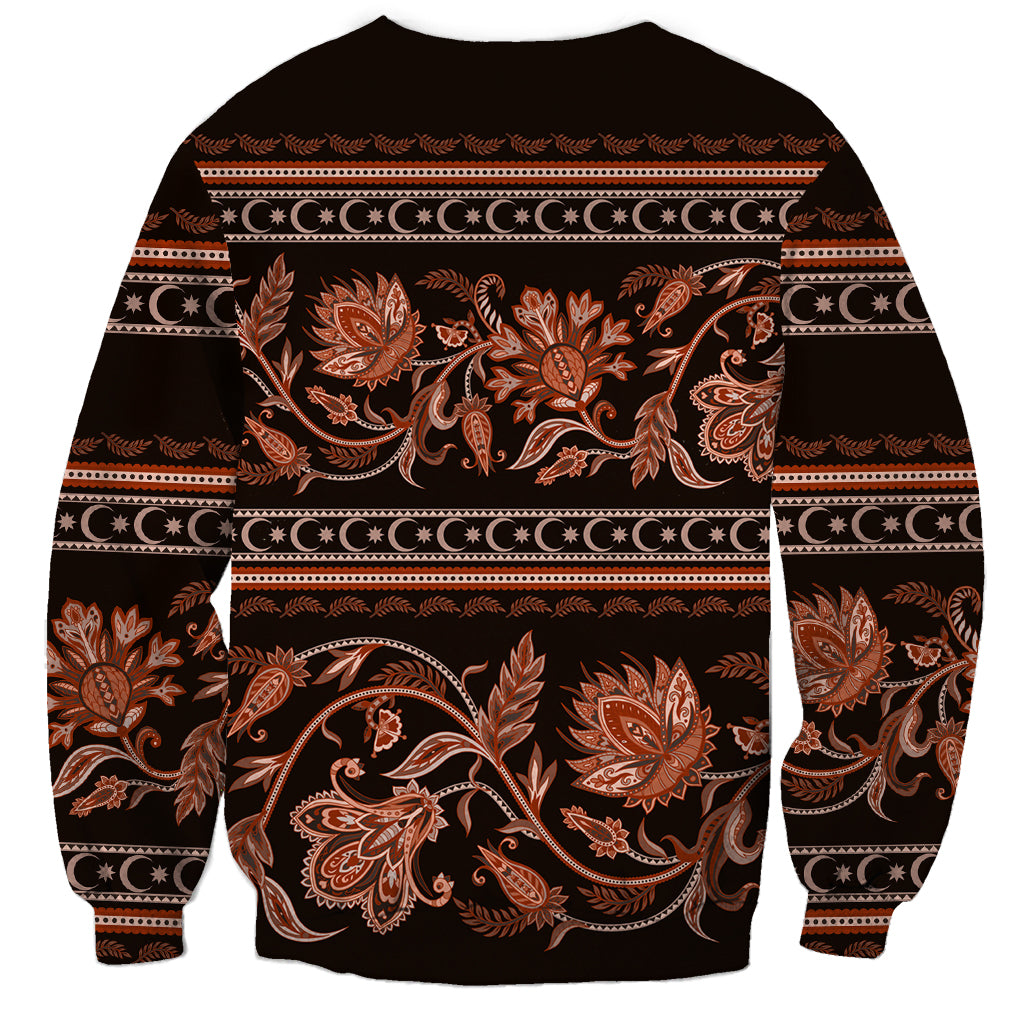 Azerbaijan Sweatshirt Traditional Pattern Ornament With Flowers Buta Gold - Wonder Print Shop