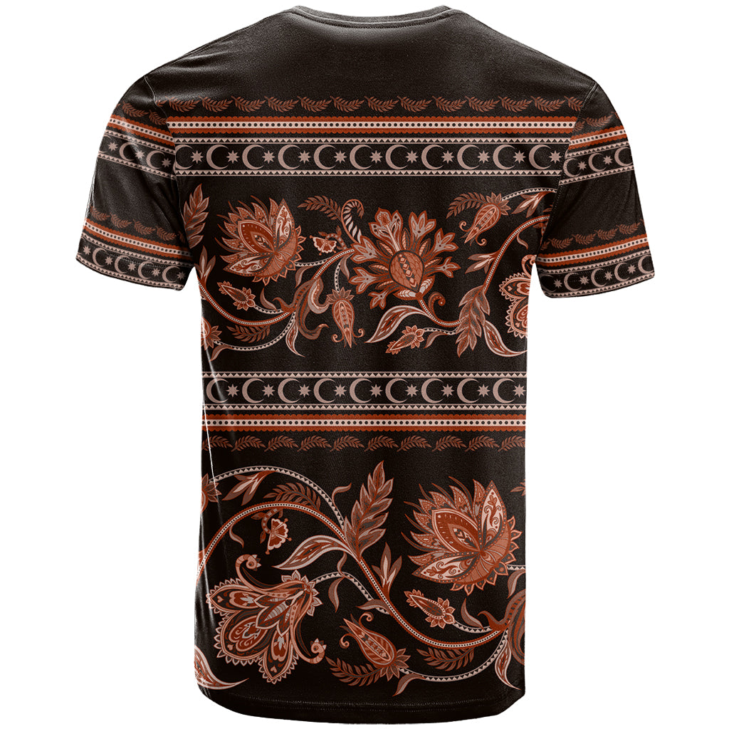 Azerbaijan T Shirt Traditional Pattern Ornament With Flowers Buta Gold - Wonder Print Shop