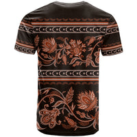 Azerbaijan T Shirt Traditional Pattern Ornament With Flowers Buta Gold - Wonder Print Shop