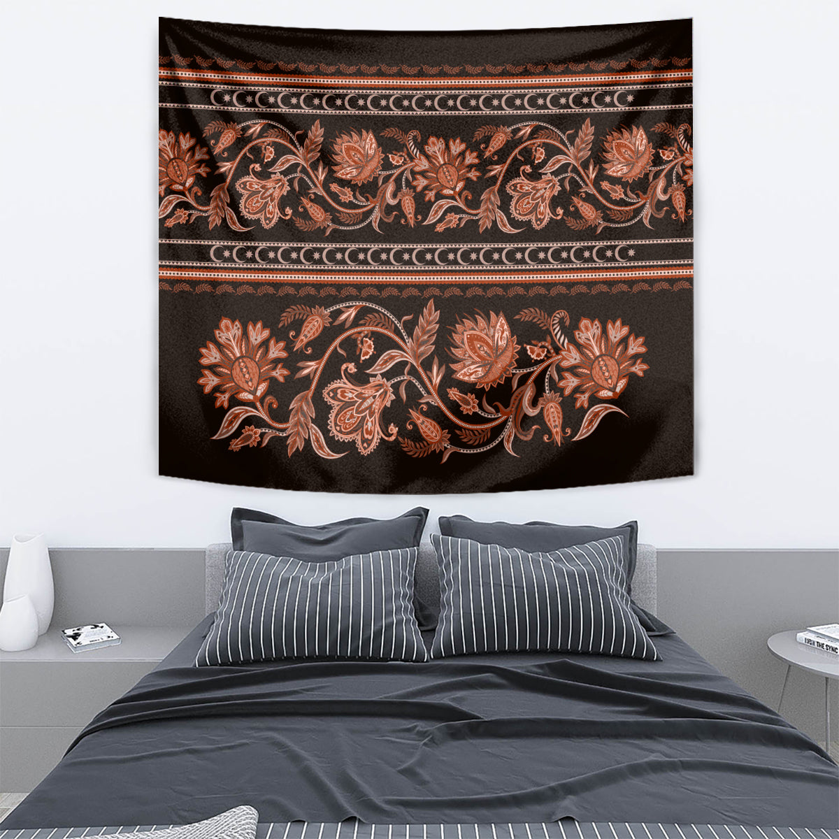 Azerbaijan Tapestry Traditional Pattern Ornament With Flowers Buta Gold - Wonder Print Shop