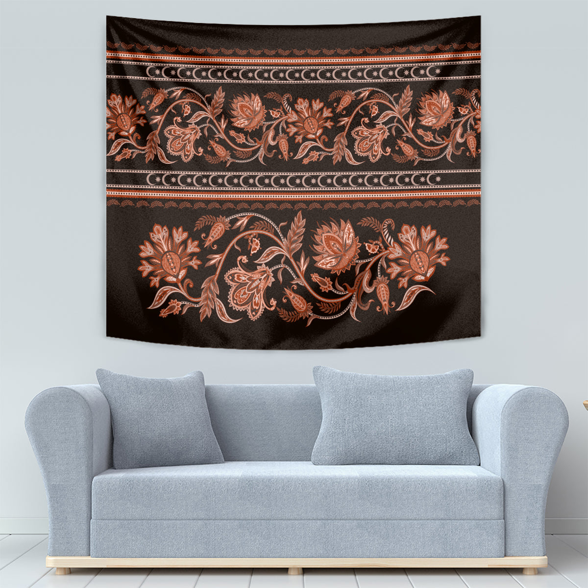 Azerbaijan Tapestry Traditional Pattern Ornament With Flowers Buta Gold - Wonder Print Shop