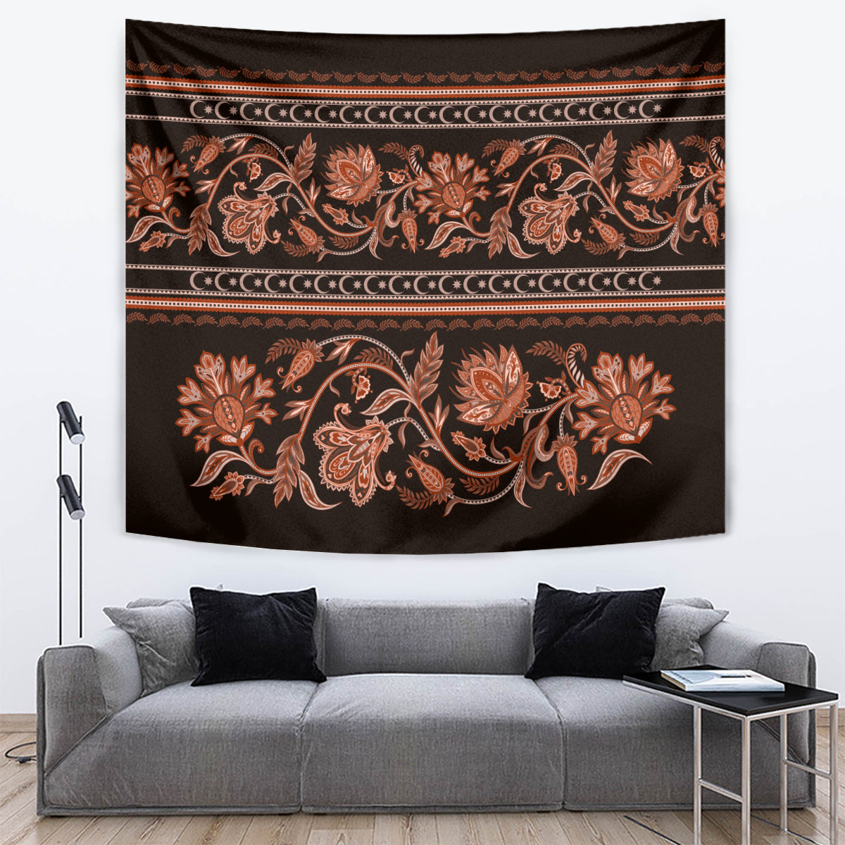 Azerbaijan Tapestry Traditional Pattern Ornament With Flowers Buta Gold - Wonder Print Shop