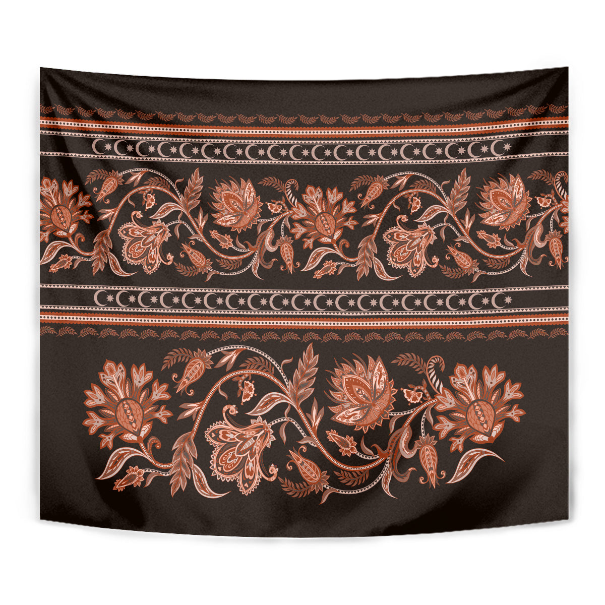 Azerbaijan Tapestry Traditional Pattern Ornament With Flowers Buta Gold - Wonder Print Shop