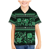 Azerbaijan Family Matching Mermaid Dress and Hawaiian Shirt Traditional Pattern Ornament With Flowers Buta Green LT9 - Wonder Print Shop