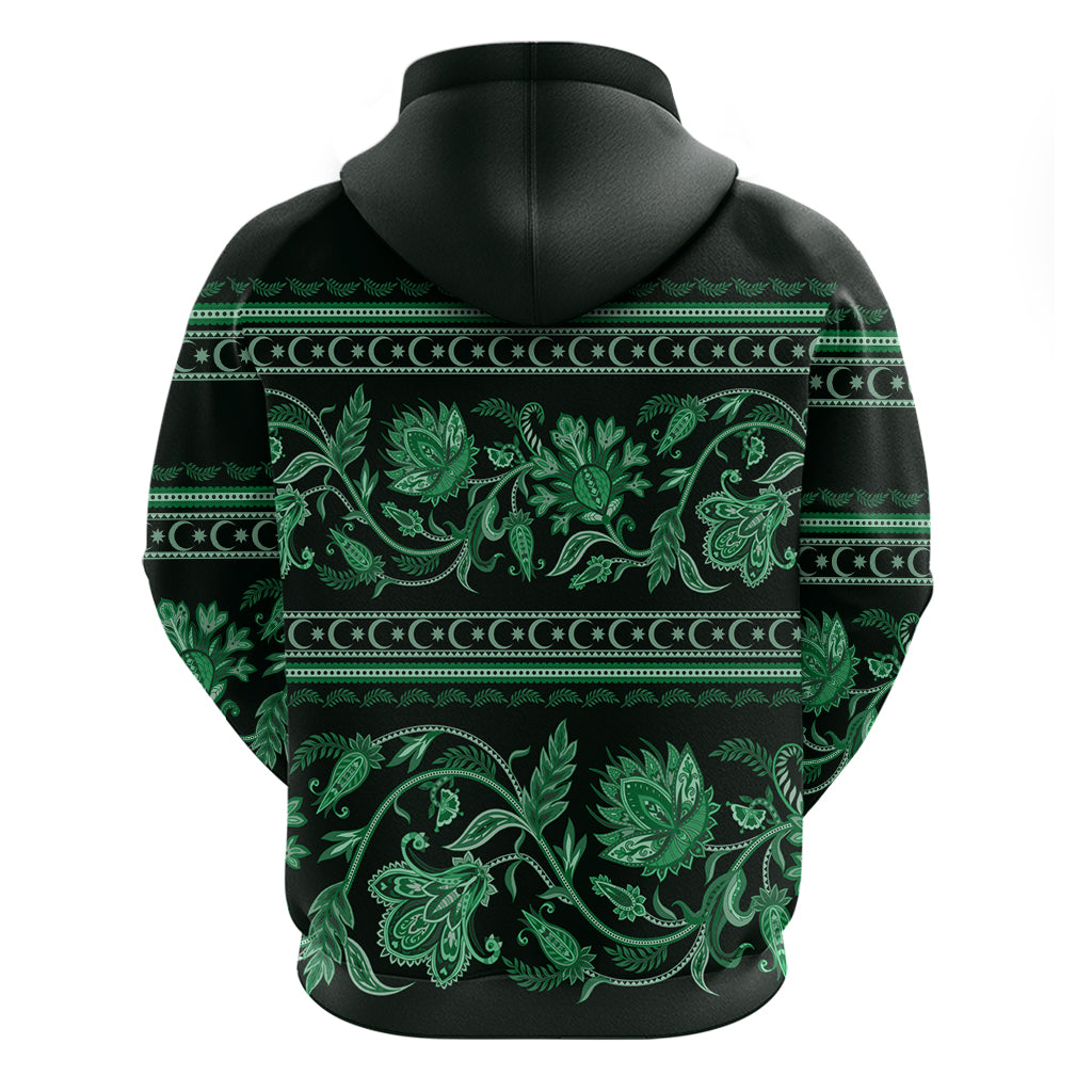 Azerbaijan Hoodie Traditional Pattern Ornament With Flowers Buta Green - Wonder Print Shop