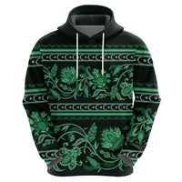 Azerbaijan Hoodie Traditional Pattern Ornament With Flowers Buta Green - Wonder Print Shop