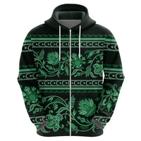 Azerbaijan Hoodie Traditional Pattern Ornament With Flowers Buta Green - Wonder Print Shop
