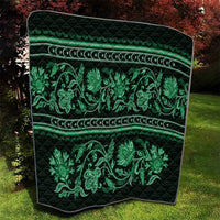 Azerbaijan Quilt Traditional Pattern Ornament With Flowers Buta Green - Wonder Print Shop