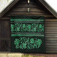 Azerbaijan Quilt Traditional Pattern Ornament With Flowers Buta Green - Wonder Print Shop