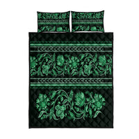 Azerbaijan Quilt Bed Set Traditional Pattern Ornament With Flowers Buta Green - Wonder Print Shop