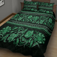 Azerbaijan Quilt Bed Set Traditional Pattern Ornament With Flowers Buta Green - Wonder Print Shop