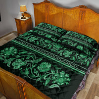 Azerbaijan Quilt Bed Set Traditional Pattern Ornament With Flowers Buta Green - Wonder Print Shop