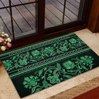 Azerbaijan Rubber Doormat Traditional Pattern Ornament With Flowers Buta Green - Wonder Print Shop