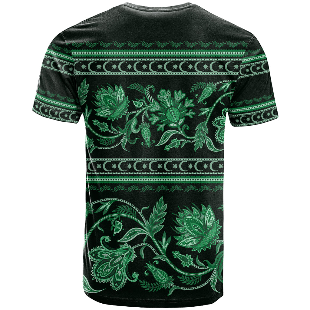 Azerbaijan T Shirt Traditional Pattern Ornament With Flowers Buta Green - Wonder Print Shop