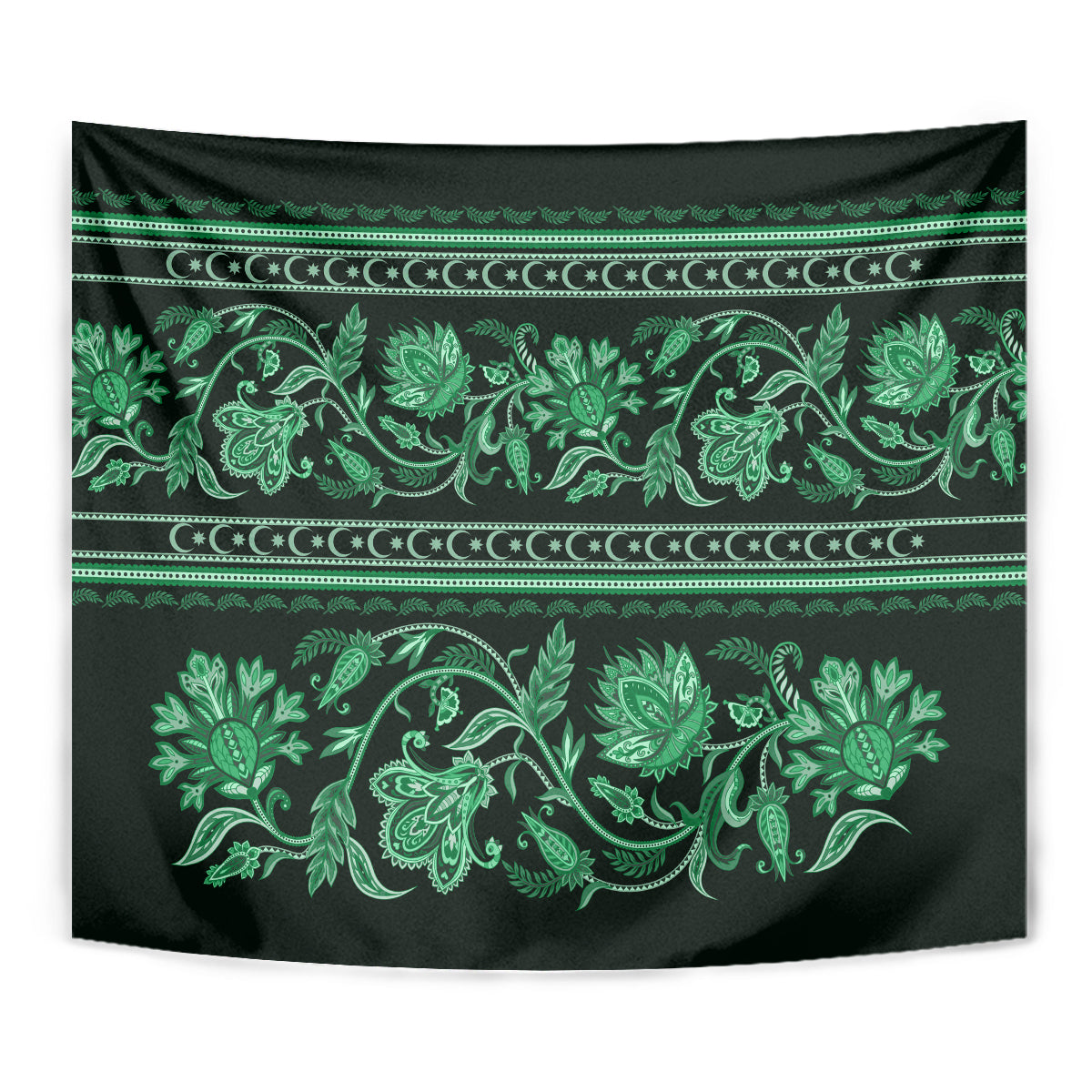 Azerbaijan Tapestry Traditional Pattern Ornament With Flowers Buta Green - Wonder Print Shop