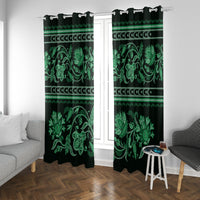 Azerbaijan Window Curtain Traditional Pattern Ornament With Flowers Buta Green - Wonder Print Shop
