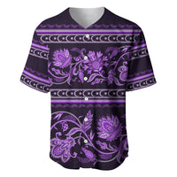 Azerbaijan Baseball Jersey Traditional Pattern Ornament With Flowers Buta Violet LT9 - Wonder Print Shop