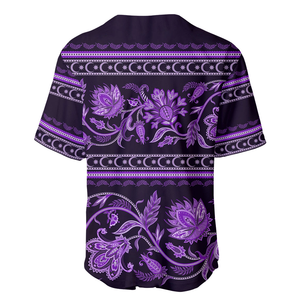 Azerbaijan Baseball Jersey Traditional Pattern Ornament With Flowers Buta Violet LT9 - Wonder Print Shop