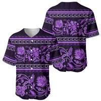 Azerbaijan Baseball Jersey Traditional Pattern Ornament With Flowers Buta Violet LT9 - Wonder Print Shop