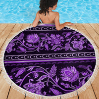 Azerbaijan Beach Blanket Traditional Pattern Ornament With Flowers Buta Violet LT9 - Wonder Print Shop