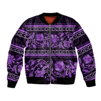 Azerbaijan Bomber Jacket Traditional Pattern Ornament With Flowers Buta Violet LT9 - Wonder Print Shop
