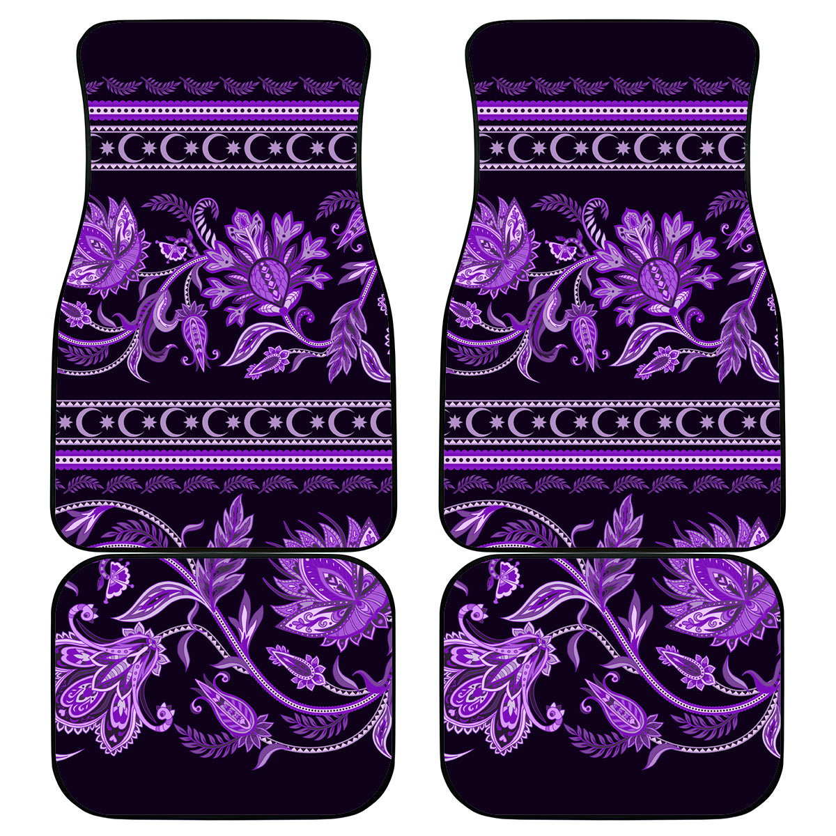 Azerbaijan Car Mats Traditional Pattern Ornament With Flowers Buta Violet LT9 - Wonder Print Shop