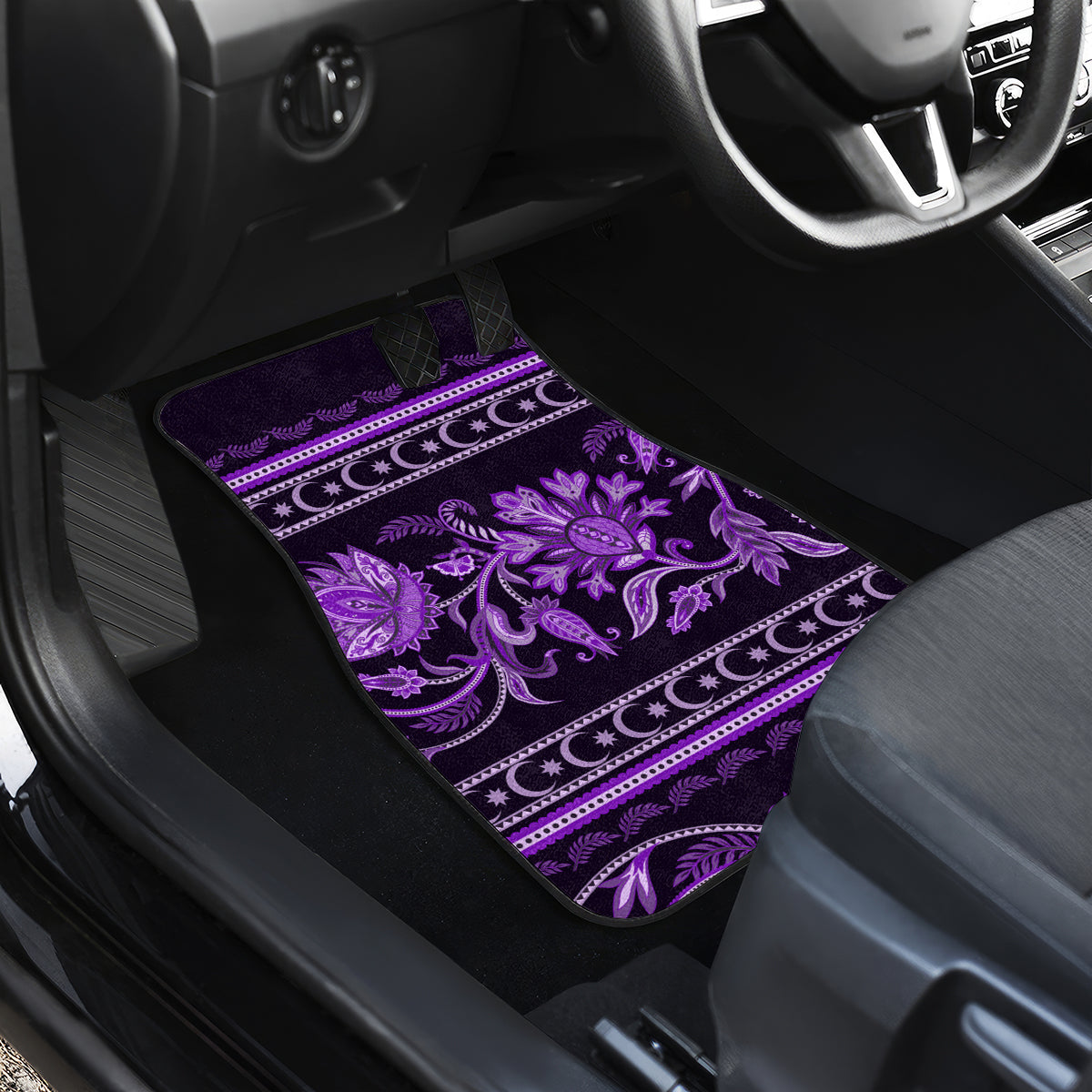 Azerbaijan Car Mats Traditional Pattern Ornament With Flowers Buta Violet LT9 - Wonder Print Shop