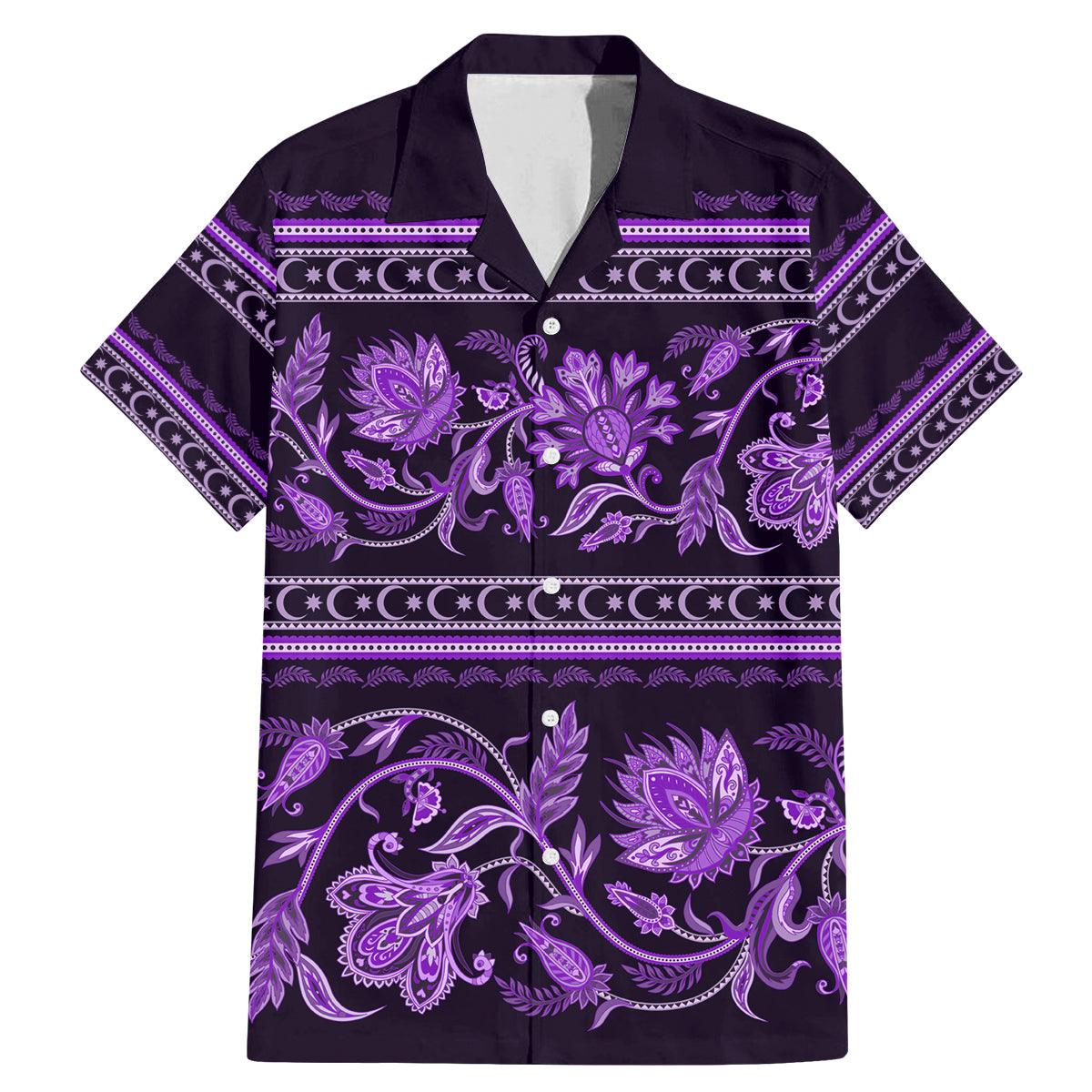 Azerbaijan Family Matching Mermaid Dress and Hawaiian Shirt Traditional Pattern Ornament With Flowers Buta Violet LT9 - Wonder Print Shop