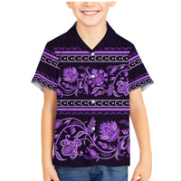 Azerbaijan Family Matching Mermaid Dress and Hawaiian Shirt Traditional Pattern Ornament With Flowers Buta Violet LT9 - Wonder Print Shop