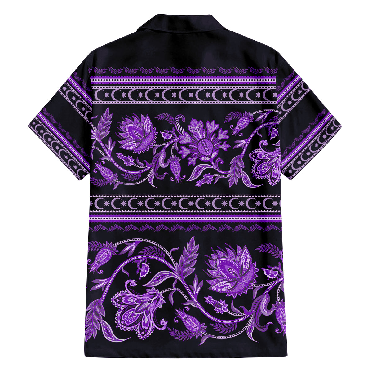 Azerbaijan Family Matching Off Shoulder Maxi Dress and Hawaiian Shirt Traditional Pattern Ornament With Flowers Buta Violet LT9 - Wonder Print Shop