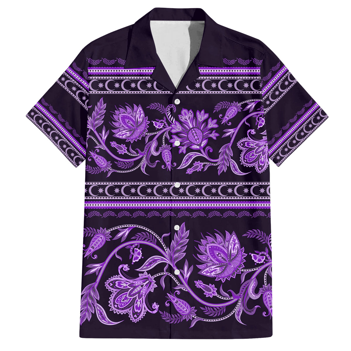 Azerbaijan Family Matching Puletasi Dress and Hawaiian Shirt Traditional Pattern Ornament With Flowers Buta Violet - Wonder Print Shop