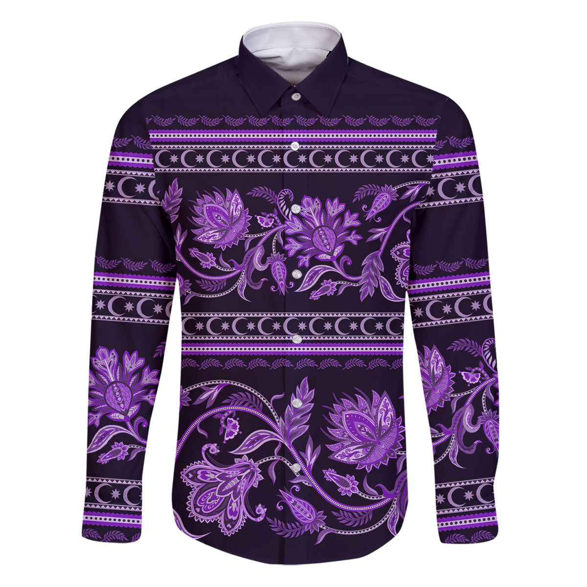 Azerbaijan Family Matching Puletasi Dress and Hawaiian Shirt Traditional Pattern Ornament With Flowers Buta Violet - Wonder Print Shop