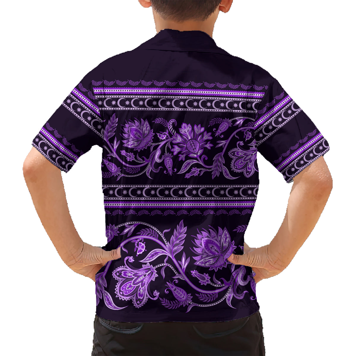 Azerbaijan Hawaiian Shirt Traditional Pattern Ornament With Flowers Buta Violet - Wonder Print Shop