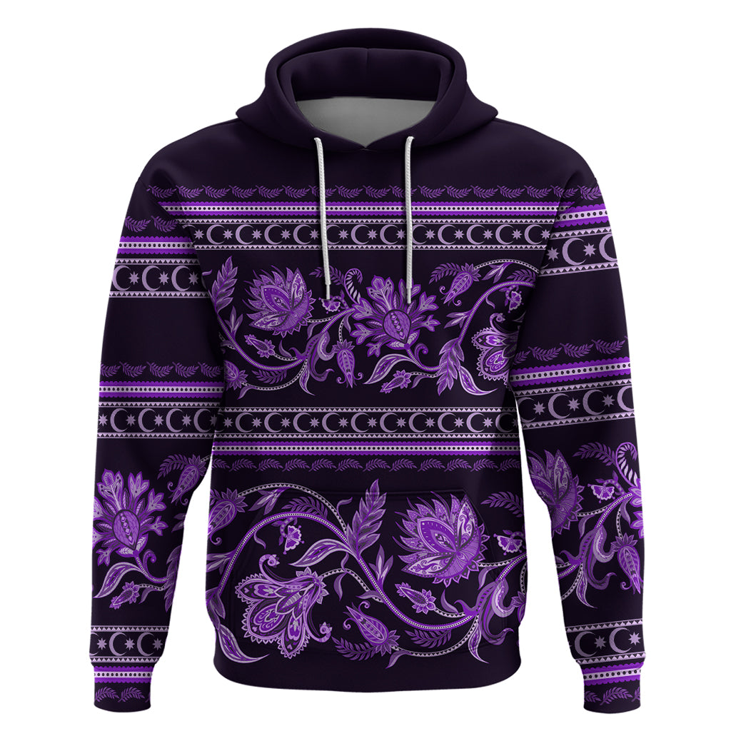 Azerbaijan Hoodie Traditional Pattern Ornament With Flowers Buta Violet - Wonder Print Shop