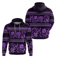 Azerbaijan Hoodie Traditional Pattern Ornament With Flowers Buta Violet - Wonder Print Shop