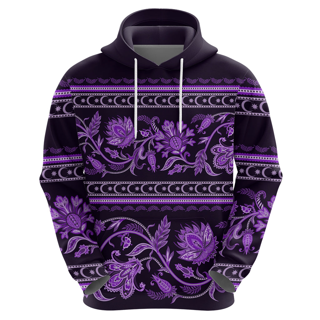 Azerbaijan Hoodie Traditional Pattern Ornament With Flowers Buta Violet - Wonder Print Shop