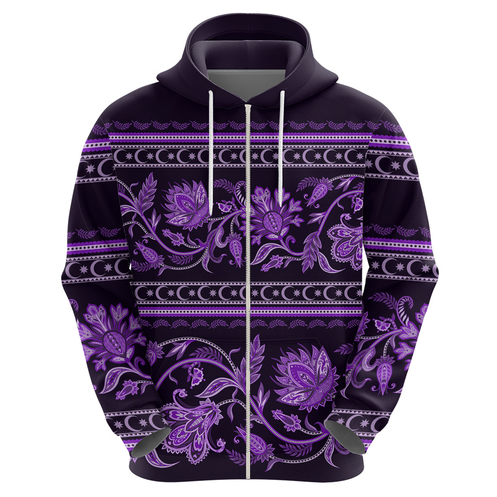 Azerbaijan Hoodie Traditional Pattern Ornament With Flowers Buta Violet - Wonder Print Shop