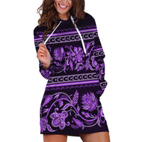 Azerbaijan Hoodie Dress Traditional Pattern Ornament With Flowers Buta Violet - Wonder Print Shop