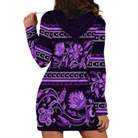 Azerbaijan Hoodie Dress Traditional Pattern Ornament With Flowers Buta Violet - Wonder Print Shop
