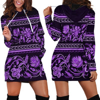 Azerbaijan Hoodie Dress Traditional Pattern Ornament With Flowers Buta Violet - Wonder Print Shop