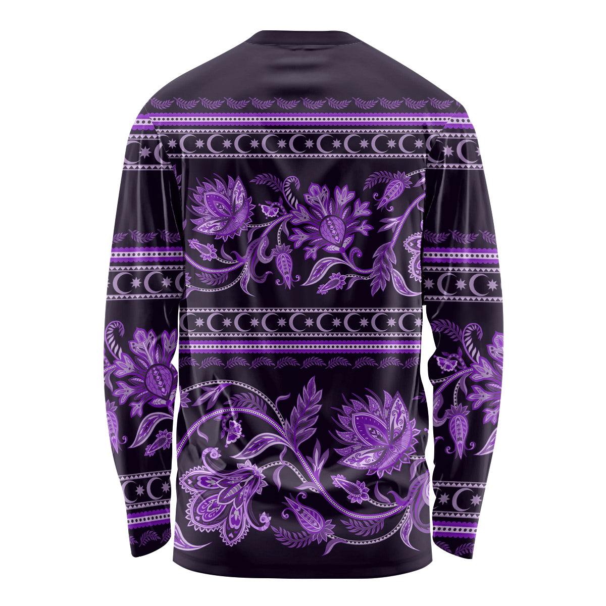 Azerbaijan Long Sleeve Shirt Traditional Pattern Ornament With Flowers Buta Violet - Wonder Print Shop