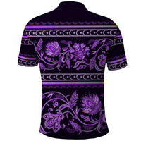 Azerbaijan Polo Shirt Traditional Pattern Ornament With Flowers Buta Violet - Wonder Print Shop